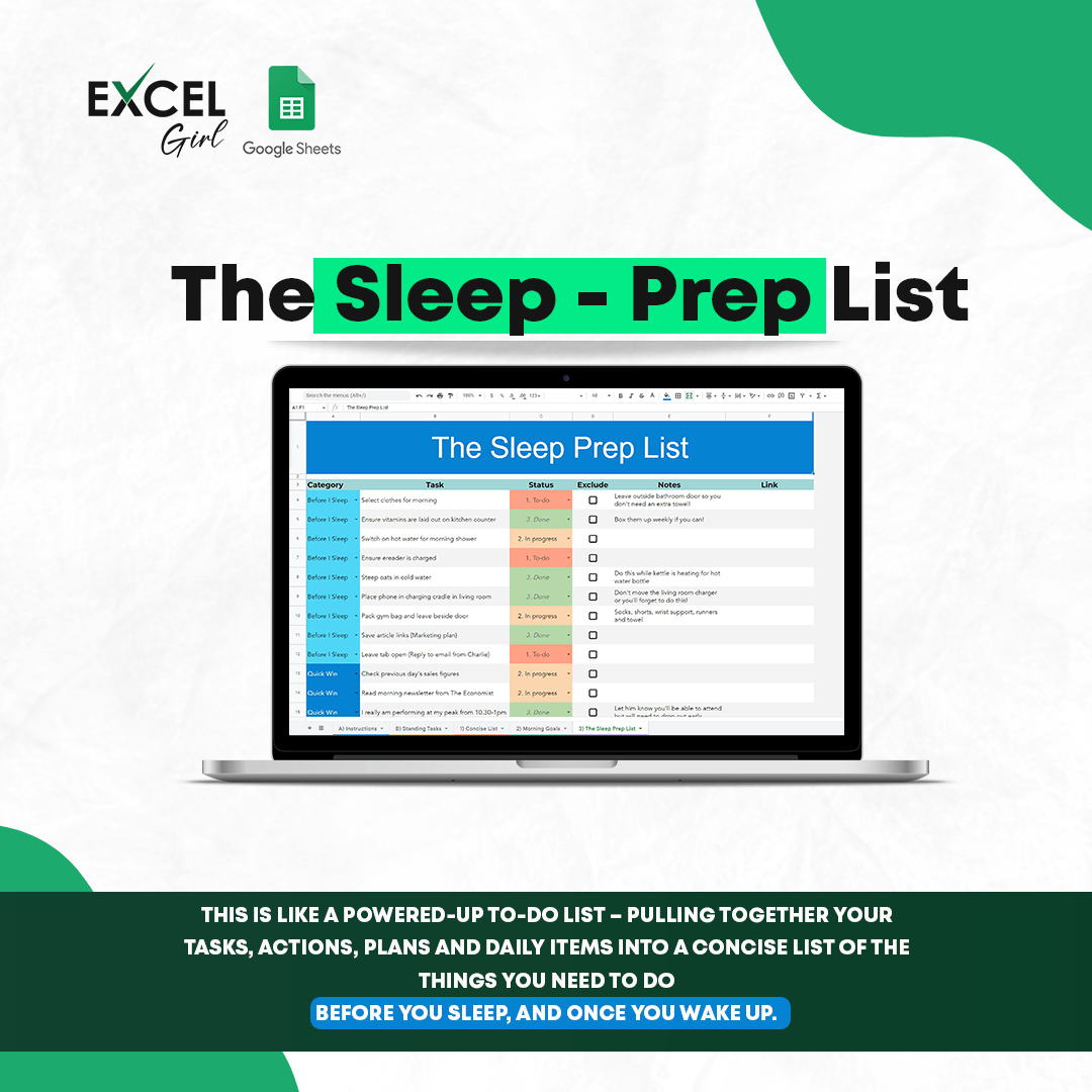 This tool will ensure you plan and do your tasks ahead of time so that you sleep like a log :)