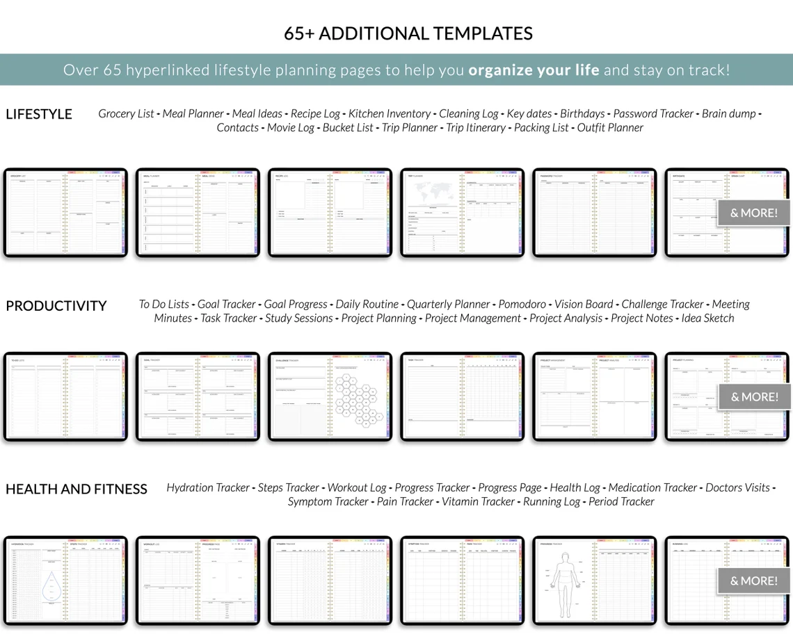 ALL-IN-ONE ULTIMATE DIGITAL PLANNER (MUST GET FOR IPAD/ANDROID TABLET/MICROSOFT TABLET USERS)